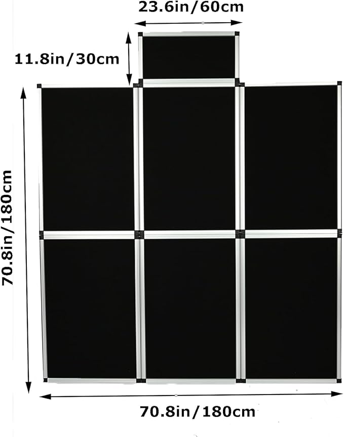 6+1 Panel Trade Show Presentation Board, 82.6" H x 70.8" W Portable Display Panel System, Folding 6 Panels Exhibition Boards Single Sided Tabletop Display 6 Panels,Hook & Loop-Receptive Fabric