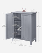 VASAGLE Floor Storage Cabinet, Freestanding Storage Unit with 2 Adjustable Shelves, for Bathroom Living Room Dining Kitchen, 11.8 x 23.6 x 31.5 Inches, Dove Gray UBCB060P36