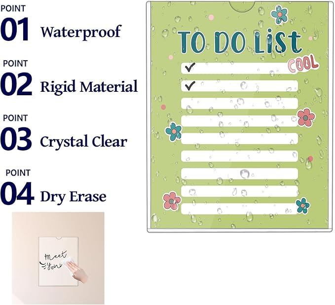 5 Pack Magnetic Sign Holder 8.5 x 11 - Rigid Sheet Protectors with Magnetic Strip Adhesive Strip, Adhesive Frames 8.5 x 11 Magnetic Picture Frames for Refrigerator,Whiteboard,Wall,Door,Window
