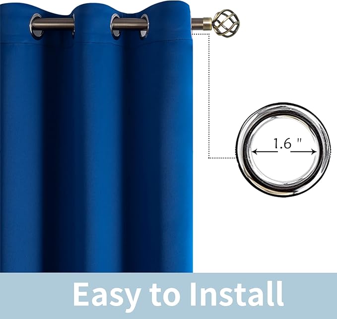 BGment Royal Blue Sliding Door Curtain 120 Inch Long - Wide Room Darkening Room Divider Curtain for Bedroom Privacy Themral Insulated Grommet Room Separator Drape, 1 Panel, 100 X 120