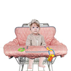 Shopping Cart Covers for Baby Girl, Cotton High Chair Cover, Toddler Grocery cart Cushion, Infant Cart Cover for Babies Girl, Machine Washable (Pink)