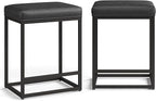 MAISON ARTS Bar Stools Set of 2 | Counter Height Bar Stools for Kitchen Island | Modern Black Barstools with Metal Frame&Faux Leather Upholstery | Farmhouse Backless Bar Stool | 24" Bar Height Stools
