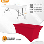 SEPARO 2 Pack 6 Ft Red Table Cover Fitted Rectangular Tablecloth Stretchable Fabric Table Cloth 6 ft Wrinkle-Free for Party Tradeshows Banquet Weddings Cocktail