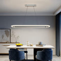 Island Lights, Linear Pendant Light LED Dimmable Hanging Light Fixture, 3000K-6000K with Remote Control,Chandeliers for Dining Room‎(Silver,43.3IN)