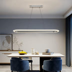 Island Lights, Linear Pendant Light LED Dimmable Hanging Light Fixture, 3000K-6000K with Remote Control,Chandeliers for Dining Room‎(Silver,43.3IN)