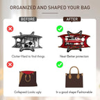 Doxo Purse Organizer Insert, Felt Tote Bag Insert with Zipper, Compatible with Dior Book Tote Medium & Onthego MM 35 and More(Beige-With Cover)