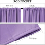 PONY DANCE Lilac Curtains Drapes - 42 x 45 inches Long Lilac Blackout Panels Home Fashion Solid Rod Pocket Curtain Blinds for Room Decoration Thermal Insulated Light Block, 1 Pair