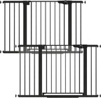 Cumbor 2 Pack 29.7"-48" Baby Gate for Stairs, Mom's Choice Awards Winner-Dog Gate for Doorways, Pressure Mounted Auto-Close Pet Gates for Dogs Indoor, Safety Child Gate with Easy Walk Thru Door,Black