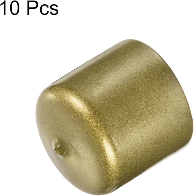 uxcell 10pcs Rubber End Caps 43mm ID Vinyl Round End Cap Cover Screw Thread Protectors Gold
