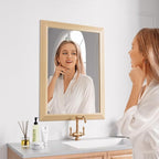 Amorho Bathroom Mirror for Wall, 22" X30" HD Reflection Metal Framed Mirror, Anti-Rust, Hang Horizontally/Vertically, Suitable for Bedroom, Farmhouse, Bathroom, entryway (Oak Wood Grain)
