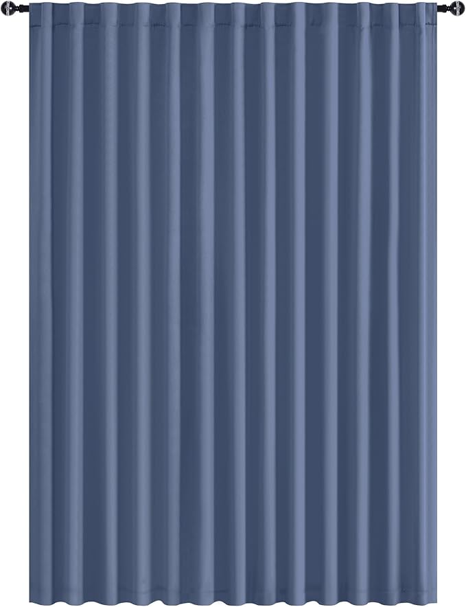 Hiasan Patio Sliding Room Divider Door Curtains - Extra Wide Privacy Room Thermal Insulated Blackout Curtain with Back Tab & Rod Pocket for Bedroom Partition(100 x 108 Inches, Dusty Blue)