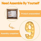 Marquee Numbers 4 Feet Tall Large Light Up Numbers 9th 90th On Cloud 9 Birthday Decorations Big Yellow Light Outdoor Anniversary Decorations Balloon Arch Kit Party Backdrop 9