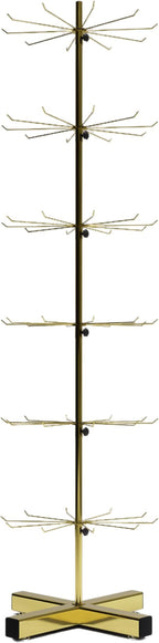 6-Tier Gold Rotating Display Stand 360° Spinning Heavy-Duty Retail Display Rack With Hooks For Jewelry, Keychains, Socks, Toys Commercial Use