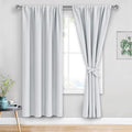 JIUZHEN Curtains for Bedroom - Room Darkening Thermal Curtains, Blackout Drapes Set of 2 Panels with Tiebacks, Light Blocking Curtains for Living Room, 42 x 72 Inches, Greyish White