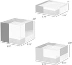 Acrylic Display Stands, 3 Graduated Sizes Acrylic Block Riser for Displaying Collection, Crystal Clear Acrylic Cube Pedestals for Jewelry Glass, Gem and Collectables, 2set