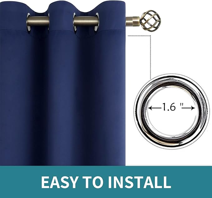 BGment Blackout Curtains 84 inches Long - Grommet Thermal Insulated Room Darkening Window Curtains for Bedroom, Set of 2 Panels (42 x 84 Inch, Navy Blue)