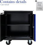 Double-Door Heavy-Duty Rolling Steel Tool Cart with Handle&Wheels, Metal Storage Organizer Cabinet, Tool Chest for Efficient Tool Storage in Garage, Warehouse, Workshop, Repair Shop, Blue