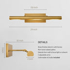 Brass Picture Light for Wall: 24-Inch Hardwired Dimmable Vintage Brushed Gold Gallery Art Lighting over Pictures Frame - Antique Portrait Artwork Painting Display Spotlight Modern Photo Poster Lights
