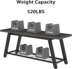 Industrial Entryway Bench Rustic Wood and Metal Storage Bench for Indoor Living Dining Room Bedroom Long Shoe Benches Seat (Charcoal Black)