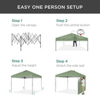 Best Choice Products 10x10ft Easy Pop Up Canopy w/Side Wall, 10 Pockets, Portable Carrying Case, 1-Button Setup, 4 Weight Bags - Sage Green