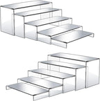 10 Pcs Acrylic Display Stands, 12" Clear Rectangular Display Shelf for Showcase, Collectibles, Cupcake, Dessert