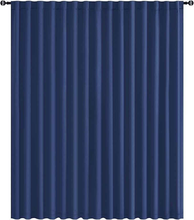 Hiasan Privacy Room Divider Patio Sliding Door Curtain Extra Wide Blackout Thermal Insulated Curtains with Back Tab & Rod Pocket for Bedroom Partition Living Room (120 x 96 Inches, Navy)