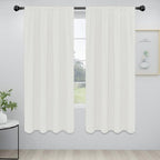 Easy-Going Rod Pocket Blackout Curtains for Bedroom, Room Darkening Window Curtains for Living Room, Thermal Insulated Noise Reduction Solid Window Drapes, 2 Panels(42x72 in, Ivory)