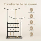 LAMU Jewelry Organizer, 5 Tier Jewelry Stand Display with Anti Entanglement Necklace Holder Tree, Height Adjustable Stroage for Earrings Rings Studs Bracelet, Christmas Gifts for Women Girls, Black