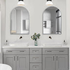 24" x 32" Silver Arched Mirror, Arch Wall Mirror, Metal Frame Black Bathroom Mirror, Arched Top Bathroom Vanity Mirror for Living Room, Bedroom, Entryway, Tempered Glass, Shatter Proof