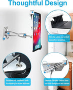 woleyi Anti-Theft Tablet Wall Holder Stand for 9"-14" Tablet, Security Heavy Duty Articulating in-Wall Tablets Mount with Lock and Key, Compatible with iPad Pro 13/Air, Surface Pro/Go, Galaxy Tabs