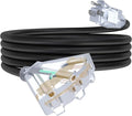 15Ft 12/3 Outdoor Extension Cord with 3-Outlets, Heavy Duty 12 Gauge 3 Prong Extension Cord Waterproof with Lighted end, 15A 12AWG 1875W SJTW, ETL Listed - Great for Garage, Garden and Home, Black