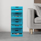4-piece Drawer Cabinet, Organizer Sorter Container Keeper Unit Storage Box Stackable Chest Divider Shelf System with 10 Drawers & 4 Stackable Units for Home Office Study Room Dorm Bedroom(Blue)