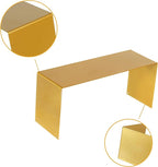 Black Matte Metal Display Stand,8 Pcs 2 Set Display Risers, Metal Rectangular Display Shelf for Showcase, Dessert, Toys, Perfume (8Pcs-Gold, L7''x8''x9)
