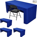 Open Back Fitted Tableclothss for 8 Foot Rectangle Table, 3-Sided Solid Table Covers 96x30 Inch for Craft Fairs, Banquets, Trade Show Display, Royal Blue,4 Pcs