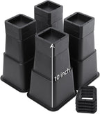Bed Risers, Oversized Furniture Risers, 1/2/3/4/5/6/7/8/9/10 inches Adjustable Raise Blocks for Bed Couch Desk Sofa Table Lifts, Furniture Legs Lifters Support up to 6000 Lbs (Black, 4 Pack Set)