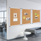 VIZ-PRO Cork Notice Board, 24 X 18 Inches, 3 Pack, Silver Aluminium Frame
