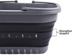 SAMMART 19L (5 Gallon) Collapsible Tub with Handle - Portable Outdoor Picnic Basket/Crater - Foldable Shopping Bag - Space Saving Storage Container (Grey/Black)