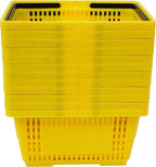 12 Pack Commercial Shopping Baskets - 28L Black/Yellow/Green Nesting Stackable Bins with Invisible Handle for Retail, Supermarket, Warehouse Durable Store Basket (Yellow)