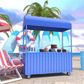 Outdoor Food Vendor Cart with Canopy, Portable Mobile Street Food Stand, Foldable Commercial Vending Trolley Kiosk for Markets and Events(Blue,55.1in)