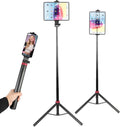 Xik Portable 81" iPad Tripod Stand, Extendable Aluminum Alloy Travel Tablet Tripod Holder, Compatible with iPad Pro, iPhone, Kindle & All 4.7-12.9" Tablets（Extendable Height: 14.4" to 81" ）