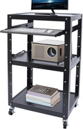 AV Cart on Wheels, Commercial Mobile Utility AV Carts with Wheels, Height Adjustable Top Shelf & Pullout Keyboard Tray, Rolling Presentation and Media Cart for Office, Library