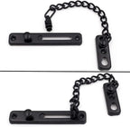6 Pack Door Chain Lock, KINJOEK Stainless Steel Security Chain Guard with Spring Anti Theft Press Lock, Heavy Duty Polished Door Latch with Screws, Black
