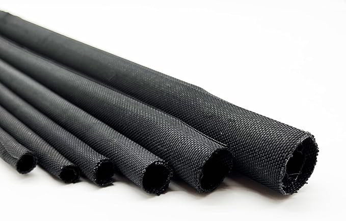 Braided Split Wire Loom Black Wire Cover Protective Harness Tubing Cable Management Self Wrap Cord Sleeve Mesh Woven 3/16"-60ft