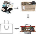 Purse Organizer Insert For Handbags, Silky Touching Bag Organizer Insert With Bottle Holder, Perfect for Speedy, Neverfull, Tote,ONTHEGO ,Artsy,Handbag and More (Slender Medium, Brown polk dots Beige)