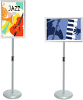 Sign Stands Aluminum Guide Signage Guide Vertical Advertising Billboard Welcome Poster Licensing Display Heavy Duty Pedestal Stand Sign Holder (Silver)