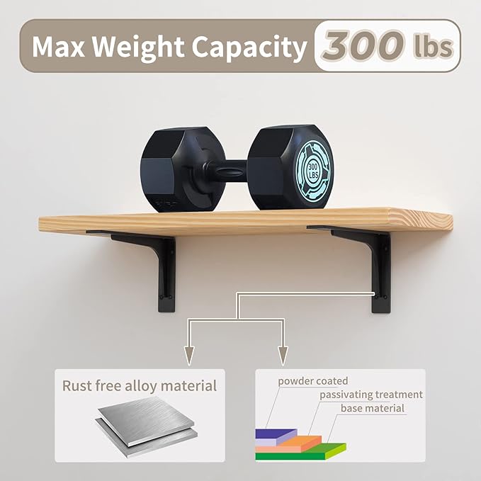 24 x14.2 INCH Shelf Brackets,L Shelf Brackets,Vertical Angle, Premium Alloy Metal Heavy Duty Shelf Bracket, high Strength Mounting Hardware Included, Corner Brace Joint,Pack of 2.