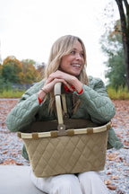 reisenthel carrybag frame rhombus olive - Sturdy shopping basket with plenty of storage space and practical inner pocket - Elegant and water-repellent design