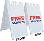 Free Samples 24" x 36" Double Sided A-Frame Sidewalk Sign Includes 2 Plastic Inserts Foldable Portable White Signicade Sandwich Board Retail Promotions Customer Incentives Business Signage Made in USA