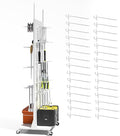 Metal Pegboard Panels - Double Sided Peg Board Shelving with 30 Hooks,63x23x15 in,Portable Peg Board Organizer for DIY, Kitchen Decoration,Mobile Phone Shop/White