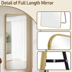 BEAUTYPEAK Gold Full Length Mirror, 71"x26" Rounded Corner Floor Mirror Standing Hanging or Leaning Against Wall, Suitable for Bedroom or Dressing Room